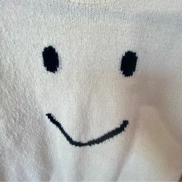 GRAFFITI unisex smiley face sweater, cream & black, size S - Picture 3 of 6